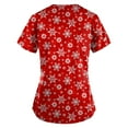 thumbnail image 3 of Luxalzxs Women's Christmas Working Uniform Tops Short Sleeve V-Neck Scrubs Top Nursing Shirts Workwear, 3 of 4