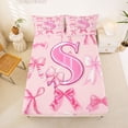 thumbnail image 5 of Manfei Dreamy Ribbon Bow Tie Bed Sheets For Girl,Pink 3D Letter I Initial Lettering King Sheets,4 Pieces, 5 of 6