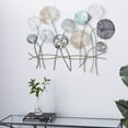 thumbnail image 3 of DecMode Blue Metal Floral Cutout Home Wall Decor with Gold Foil Accents, 38" x 1" x 29", 3 of 13