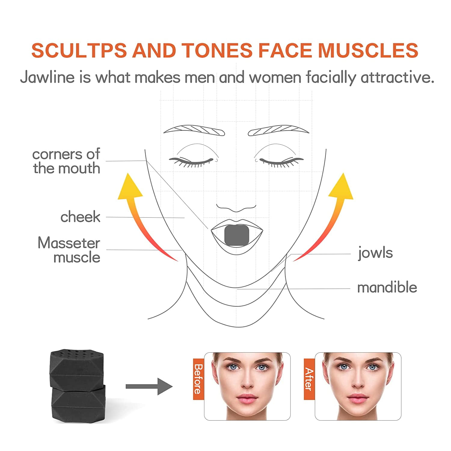 Jaw Exerciser Jaw Face and Neck Exerciser Make Skin firmer Look Younger and Healthier Helps Reduce Stress and Cravings Facial Exerciser for