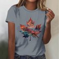 thumbnail image 3 of Tops de Manga Corta de Verano para las Mujeres Imprimir Blusa de Cuello Redondo, Moda Ligera de Poliéster Spandex, 3 of 3
