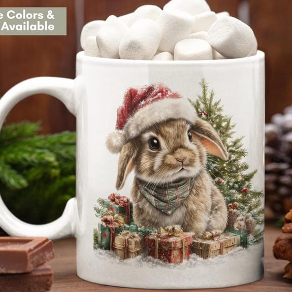 CH1Ristmas Bunny Mug, Cute Rabbioffee Cup, H1oliday Gift For Animal Lover, Winter Hot oa Mug, Fest Woodland Pet Lover Mug