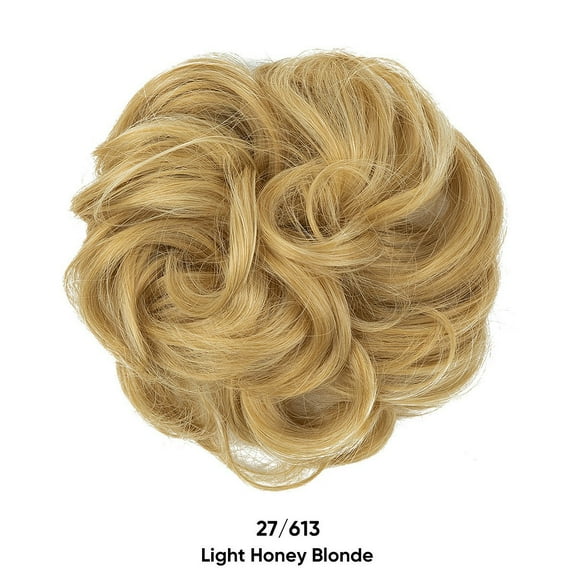 Namzi Messy Bun Hair Piece Wavy Curly for Women Hair Bun Hair Piece with Elastic Band Scrunchies Stretchy Fluffy Chignon Ponytail Hairpieces Updos for Women,Light Honey Blonde