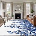 thumbnail image 2 of Area Rug 60×96in, Watercolor Blue Eucalyptus Leaf Floor Carpet Living Room Rug, Summer Farmhouse Leaves Non-Slip Welcome Mat Indoor Rugs for Bedroom Dining Room, 2 of 9
