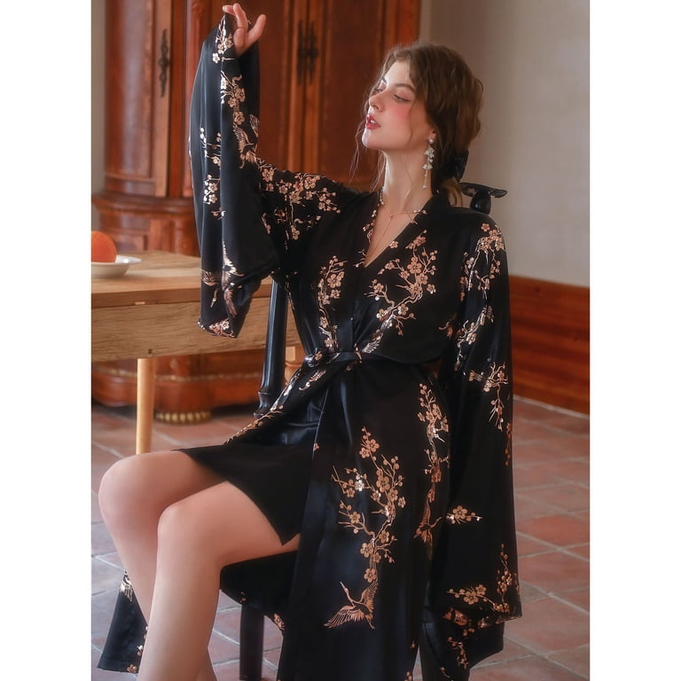 Defitshape Women's Long Sleeve Kimono Robe Luxury Silk Robes Vintage Gold Floral Patterned Satin Loungewear Summer Long Bridesmaid Party Bridal Bathrobe Black X-Small - Walmart.com Defitshape Women's Long Sleeve Kimono Robe Luxury Silk Robes Vintage Gold Floral Patterned Satin Loungewear Summer Long Bridesmaid Party Bridal Bathrobe Black X-Small - Walmart.com