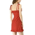 thumbnail image 3 of Unique Bargains Women's Spaghetti Strap Printed Sleeveless Ruffle Mini Dress M Red-Dots, 3 of 7
