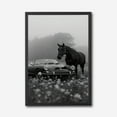 thumbnail image 2 of Elegance in Motion: Black and White Horse & Classic Car Canvas Wall Art, 2 of 10