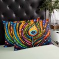 thumbnail image 4 of Peacock Feathers Eye Throw Pillow Cover 20 x 30 Inch Decorative Pillow Cover Abstract Colorful Oil Painting Lumbar Pillowcase Seasonal Rectangle Cushion Case for Couch Sofa Bed Living Room, 4 of 7