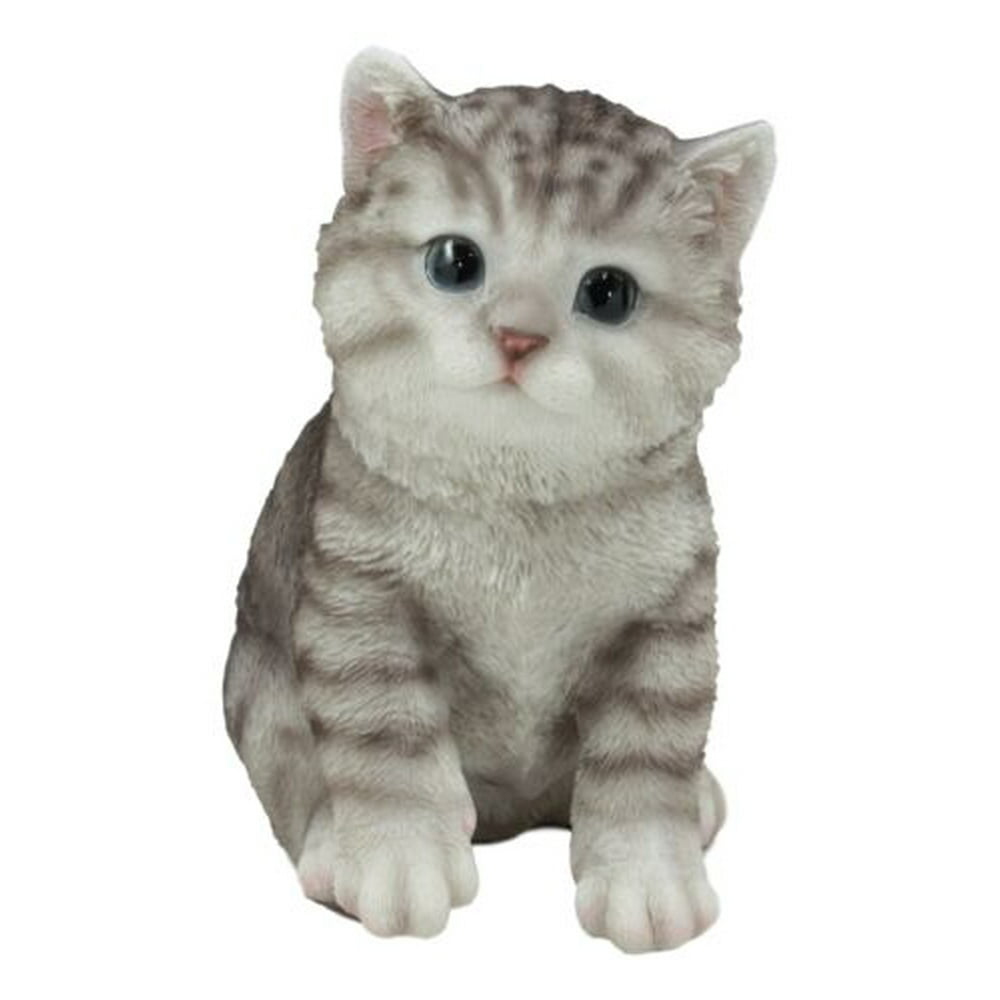grey tabby cat statue