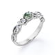 thumbnail image 5 of JeenMata Anillo Compromiso Filigrana Victoriano 7 Piedras 1,75 ct Brillante Redonda Ágata Verde Musgo Veteada y Moissanita Baño Oro Blanco 18K sobre Plata, 5 of 5