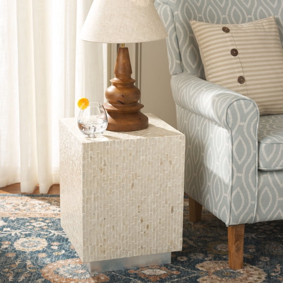 Safavieh Scarlett Contemporary Wood End Table, Natural/Silver