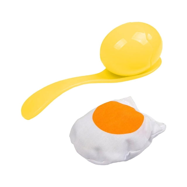 Juego de carreras de huevos y cucharas CUTICAT Juego de carnaval amarillo