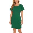 thumbnail image 1 of B91xZ Robes Printemps Été pour Femmes 2024 Col Rond Manches Courtes Robes d'Été Couleur Unie Décontractées Midi Amples, Vert S, 1 of 5