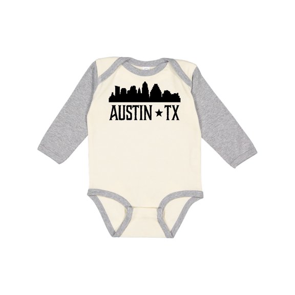 Inktastic Austin Texas Skyline Silhouette Tx City Boys or Girls Long Sleeve Baby Bodysuit