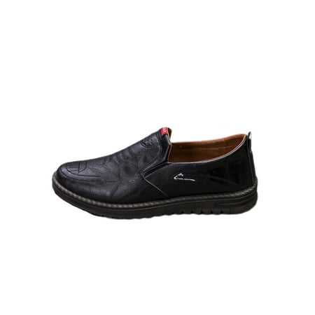 

Crocowalk Mens Casual Round Toe Leather Shoe Driving Comfort Loafers Lightweight Dress Flats Black 9