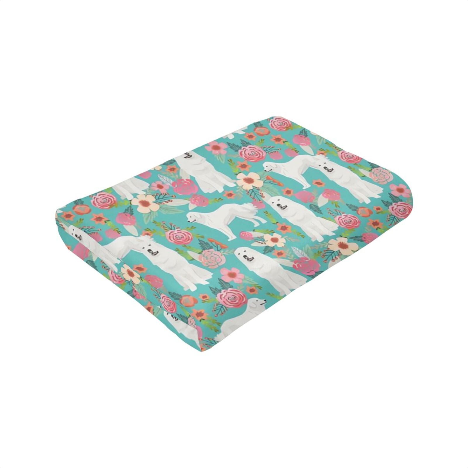 Wijzvio Great Pyrenees Dogs Flower Floral Throw Blanket Soft Fuzzy Fleece Blanket For Couch Bed Living Room Decoration 60"X50"