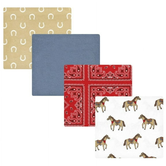 Hudson Baby Infant Boy Cotton Flannel Receiving Blankets, Cowboy, One Size