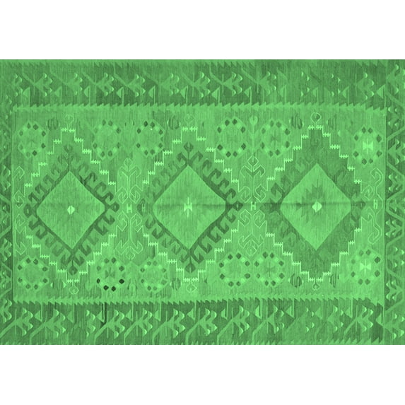 Ahgly Company Indoor Rectangle Oriental Emerald Green Traditional Area Rugs, 7' x 10'