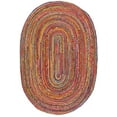 thumbnail image 3 of Safavieh Cape Cod Collection CAP202A Handmade Boho Braided Jute & Cotton Area Rug, 6' x 9' Oval, Red / Multi, 3 of 4