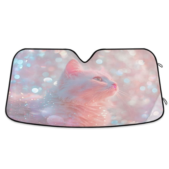 Dreamy Cat Car Windshield Sun Shade Foldable Car Front Window Visor Heat and UV Protection 53x23.5