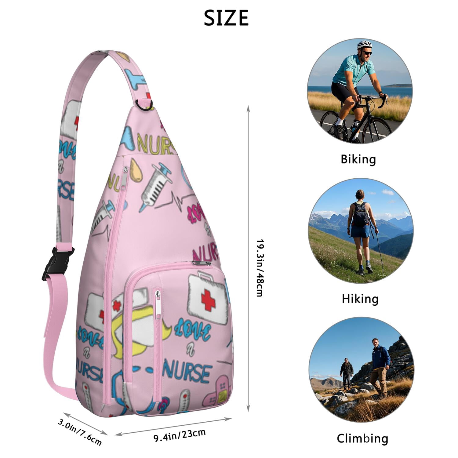 Funny Nurse Life Crossbody Sling Bag - Cute Nurse Aesthetic Waterproof Chest Pack, Lightweight Medical-Themed Shoulder Bag for Nursing Students & Healthcare Heroes (Saving Lives Every Day Design)