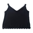 thumbnail image 4 of Hauts de Blouse Unis d'Été à Col en V Sans Manches en Dentelle pour Femmes, 4 of 6