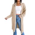 thumbnail image 1 of Cárdigan de punto para mujer, abrigo de punto, color puro, informal, solapa holgada, cárdigan largo, suéter de punto, chaqueta, albaricoque L, 1 of 6