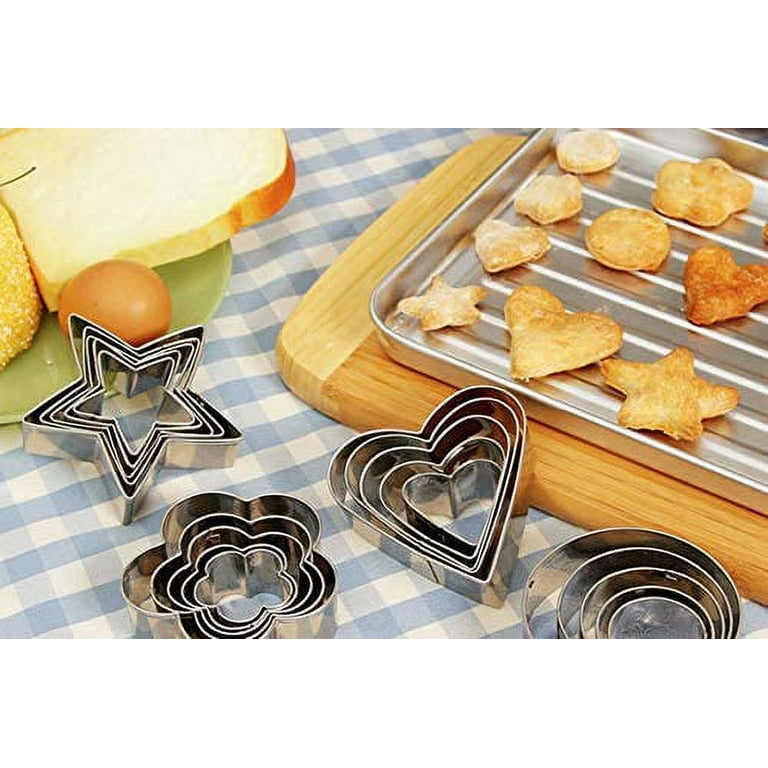 Casewin Cookie Cutters Shapes for Baking, Heart Flower Star Round Metal Small  Cookie Cutters Stainless Steel Biscuit Cutters Molds Set for Kids, 12 Piece  