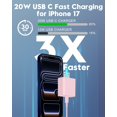 thumbnail image 2 of Adaptador de pared rápida USB C Charger LUOSIKE, paquete de 2 unidades, 20 W, con cable de 6 pies, 2 of 8