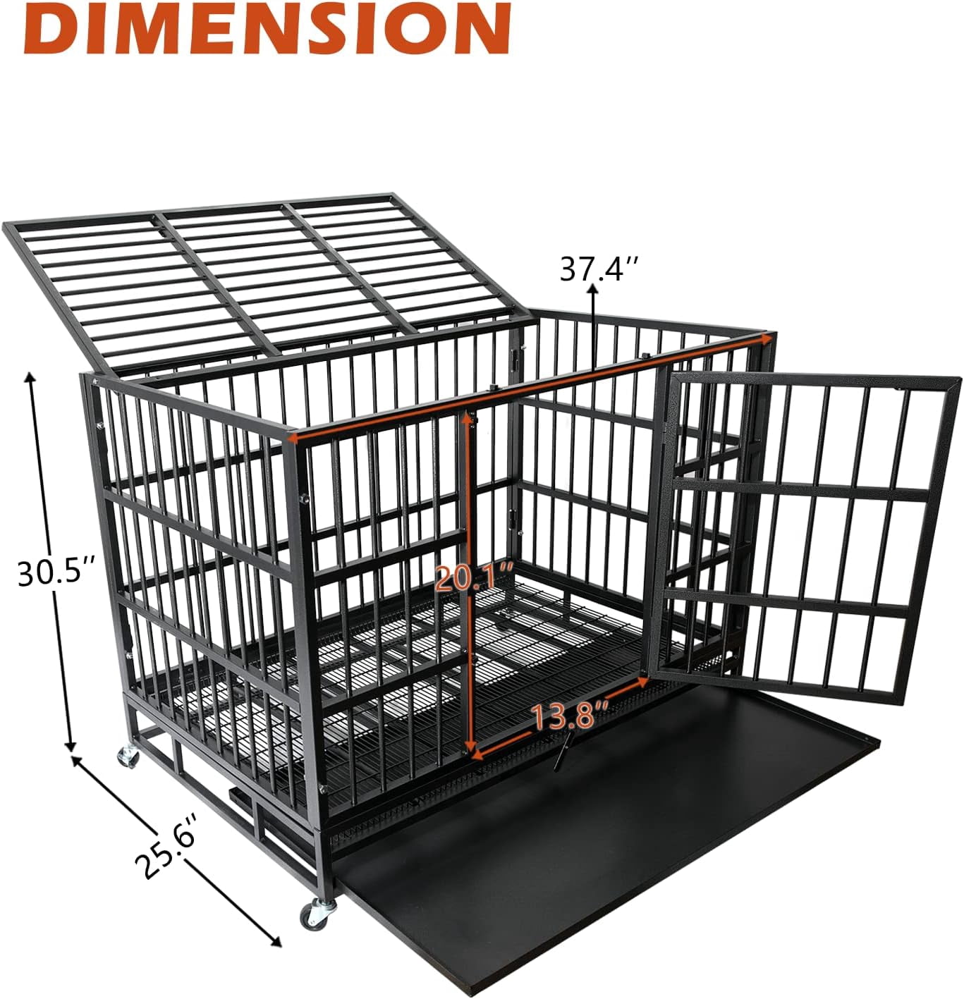 Waleaf 38 inch Heavy Duty Dog Crate Indestructible Dog Crate Cage Metal Kennel and Playpen for Large Dog Indoor Outdoor with Double Doors & Locks Design (38 inch Circular Tube, Silver)