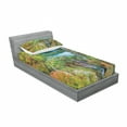 thumbnail image 3 of Ambesonne Fall Fitted Sheet & Pillow Sham Set, Scenic Fall Valley Lakes, Full, Green Blue Orange, 3 of 3