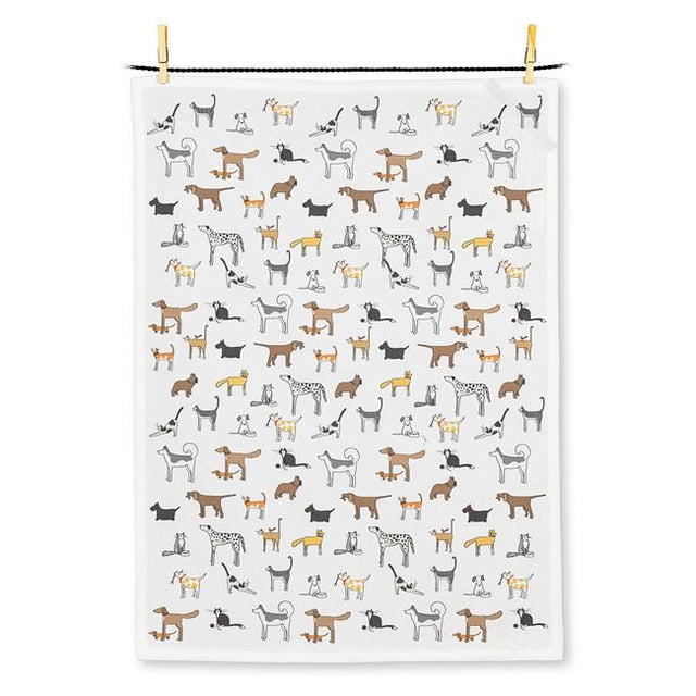 Abbott Collection AB-56-KT-DC 20 x 28 in. Dogs & Cats Tea Towel, White & Blue