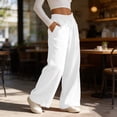 thumbnail image 5 of Enjoytime Work Pants Women Solid Color Stretch Waist Strap Drawstring Wide Leg Pants Travel Casual Loose Trousers, 5 of 8
