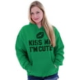 thumbnail image 3 of Kiss Me I'm Cute Saint Patricks Day Women Plus Size Graphic Pullover Hoodie Brisco Brands 5X, 3 of 5
