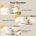 thumbnail image 5 of Tomeem 2-Slice Toaster with 6 Shade Settings, Removable Crumb Tray and Self-centering Guide, Stainless Steel, 5 of 10
