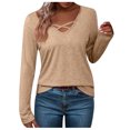 thumbnail image 2 of LYEAA Long Sleeve T Shirts for Women V Neck Warm Tops Stylish Solid Winter Pullover Comfortable Dressy Casual Outfits Loose Lightweight Clothes Yellow XL, 2 of 7