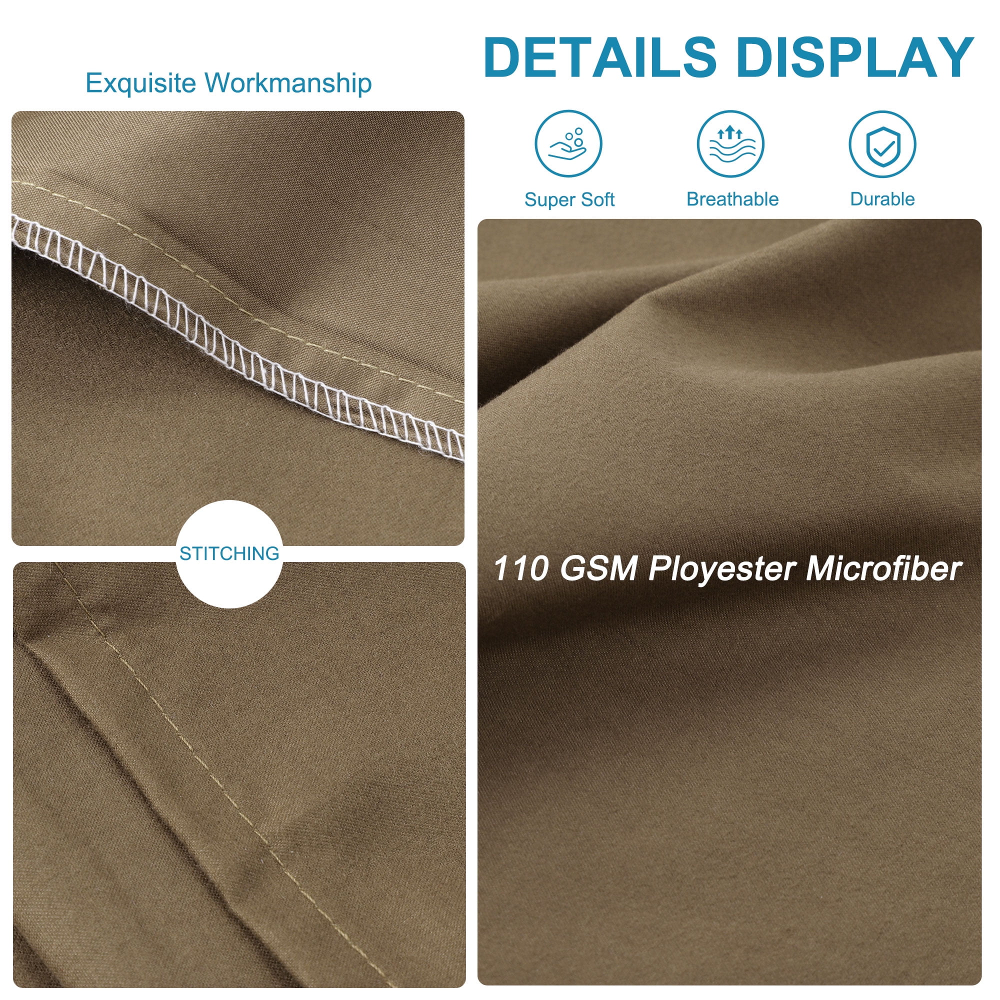 Unique Bargains 4-Pack Solid Microfiber Pillowcases Brown Standard(20"x26")