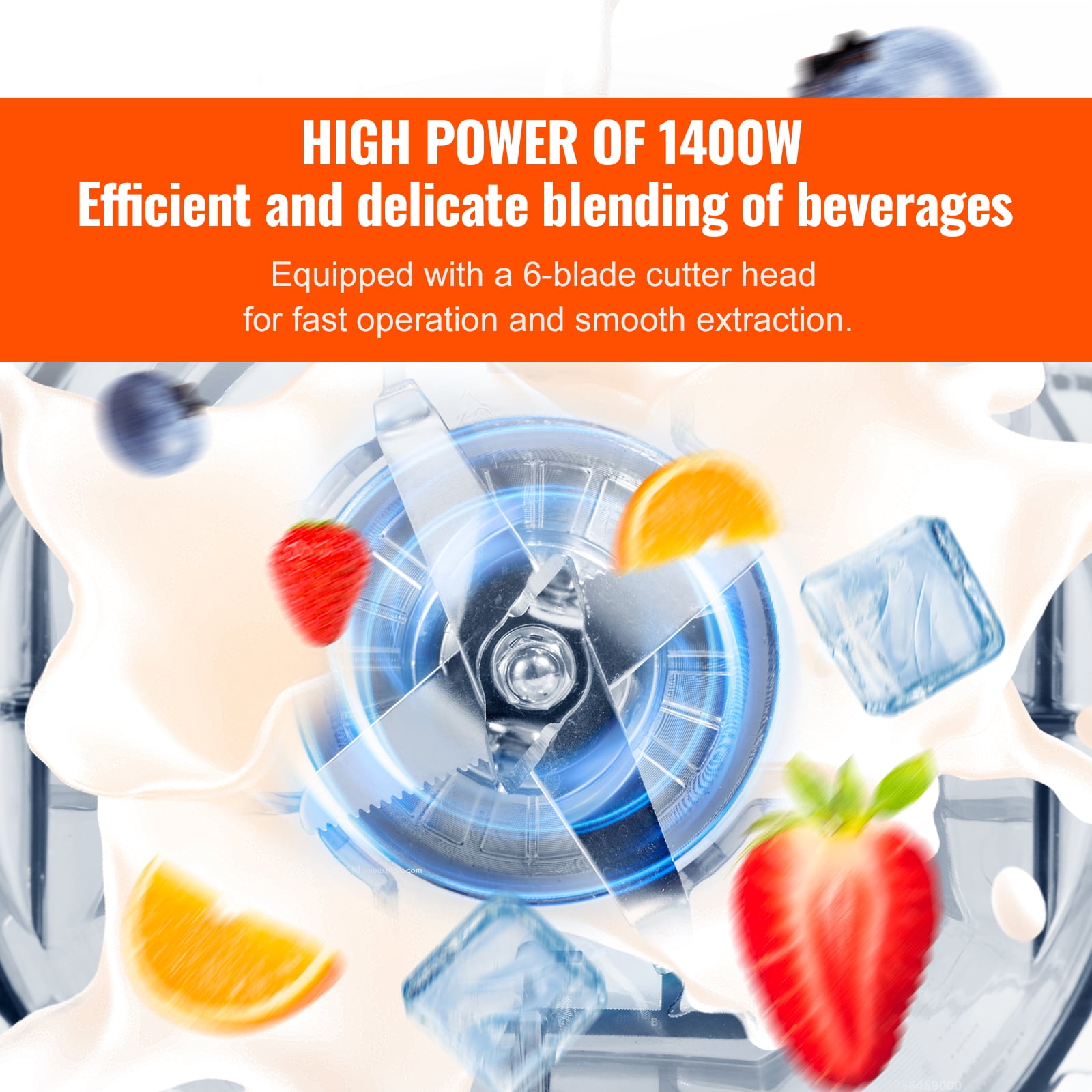 KFFKFF Blender  68-ounce smoothies shakes Commercial Countertop Blenders，Black