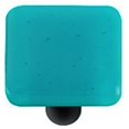 thumbnail image 1 of Hot Knobs HK1027-KB Turquoise Blue Square Glass Cabinet Knob - Black Post, 1 of 1