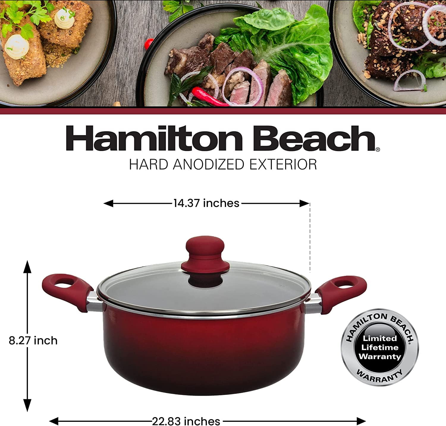 Hamilton Beach 6 Quart Aluminum Nonstick Round Dutch Oven Pot w/ Glass Lid,  Red, 1 Piece - Kroger
