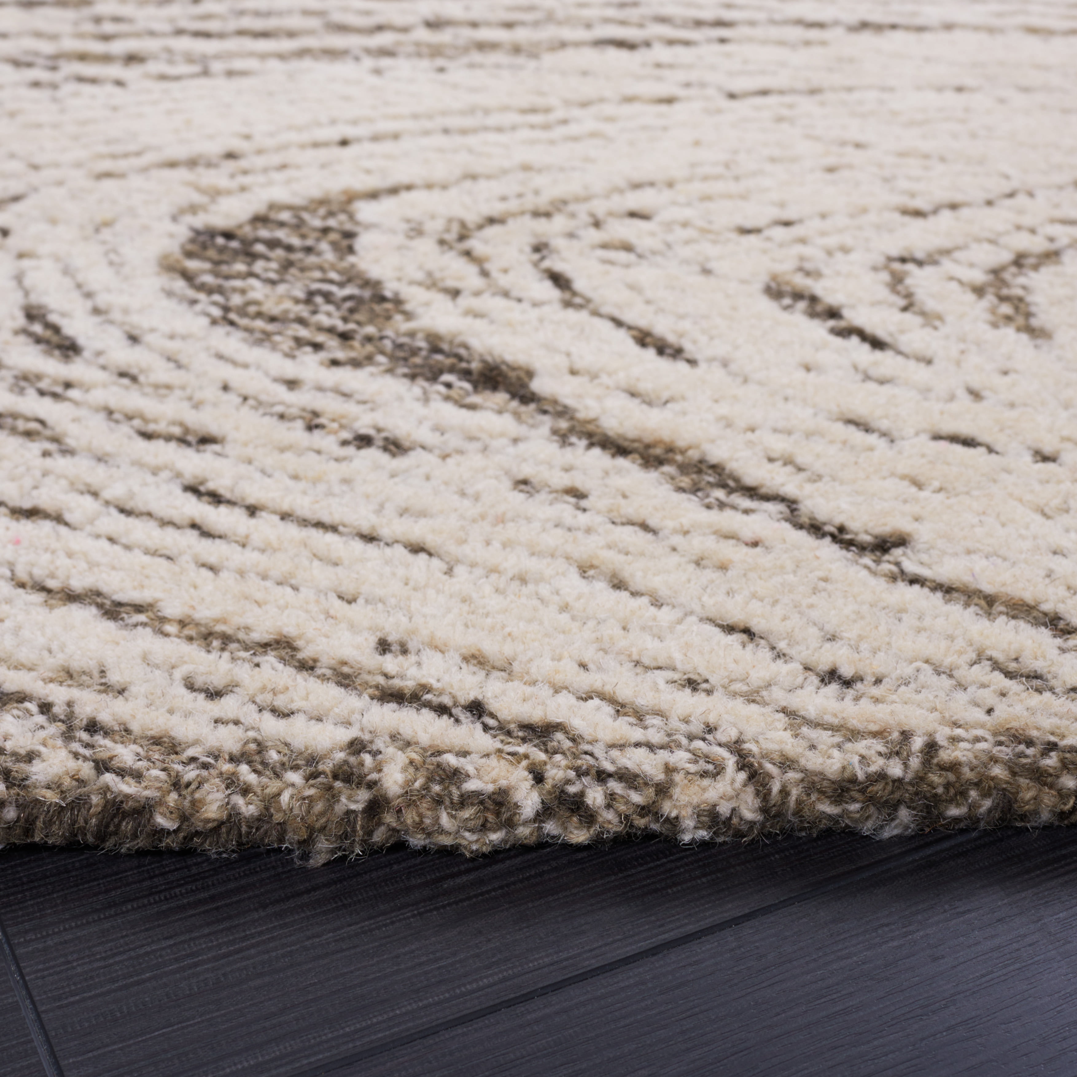 SAFAVIEH Abstract Lidija Abstract Wool Area Rug, Charcoal/Ivory, 4' x 4' Round