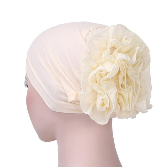 Baqcunre Trucker Hat Baseball Cap Women Flower Ruffle Cancer Chemo Hat Beanie Scarf Turban Head Wrap Cap Cap For Men And Women White