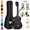 Black, variant on Everjoys 21" Soprano Ukulele Beginner Kit w/ Free Online Lesson, Gig Bag, Strap, Digital Tuner, Spare String, Picks, Polishing Cloth, Rainbow Series