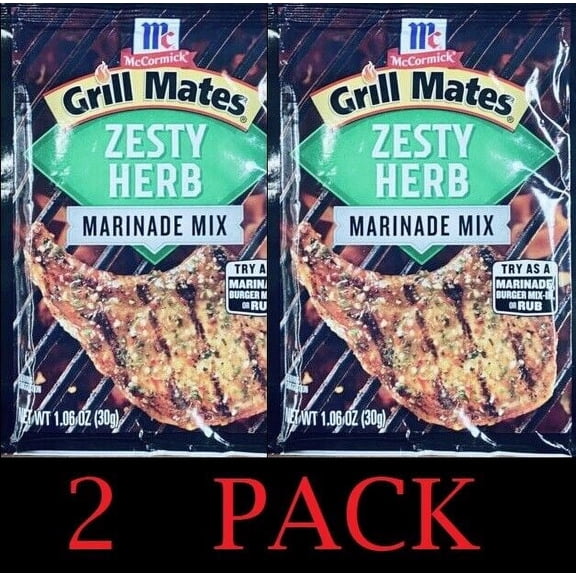 2x McCormick Grill Mates ZESTY HERB Spice Seasoning Marinade Mix 1.06 oz 2 PACK