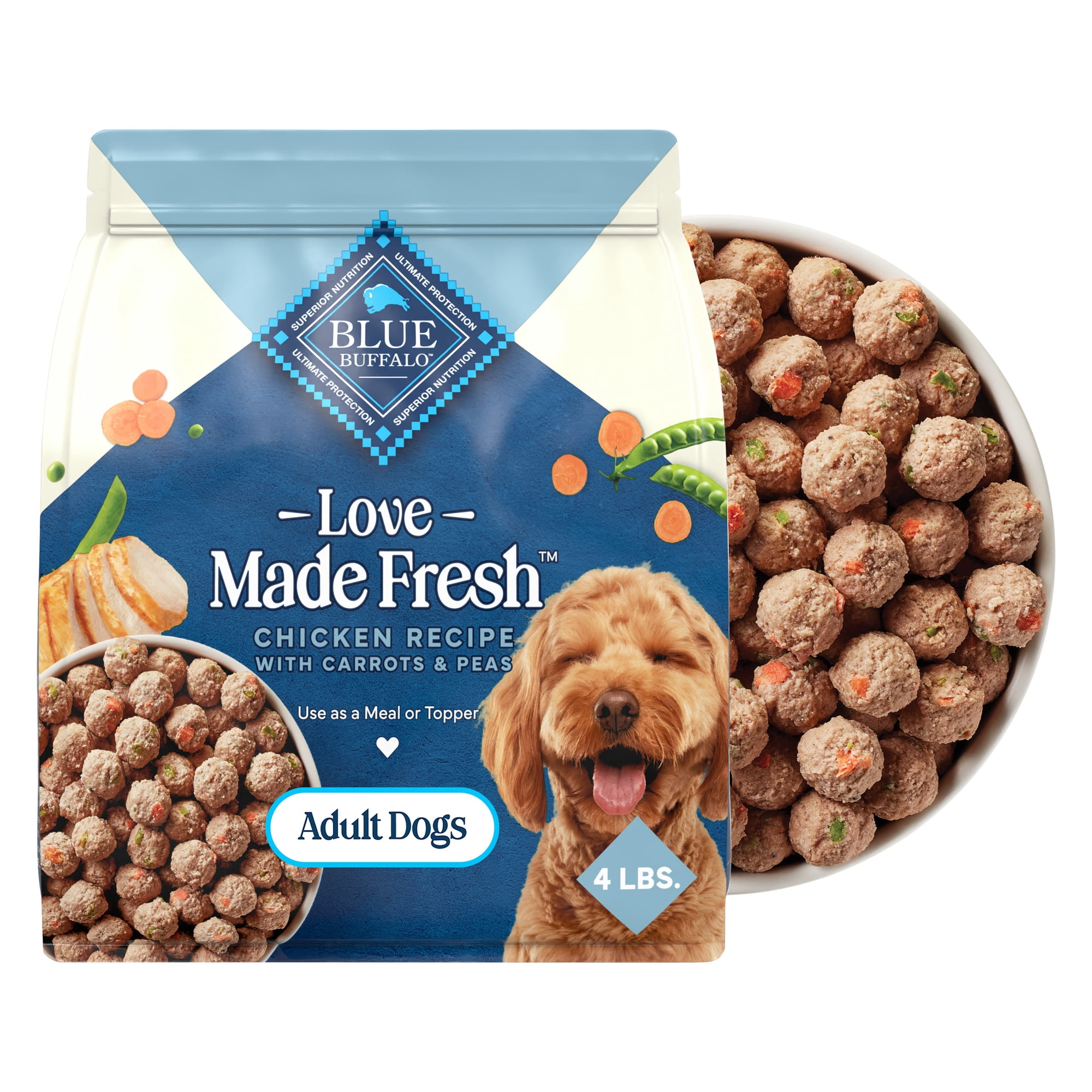 Blue Buffalo Love Made Fresh Adult Refrigerated Dog Food, Chicken Meatball 4lb Pouch