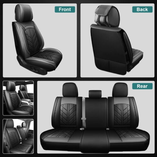 Tailored For 2005-2023 Toyota Tacoma Crew Cab/Double Cab SR,SR5,TRD Sport,TRD Off-Road Car Seat Covers Full Set, Black&Gray
