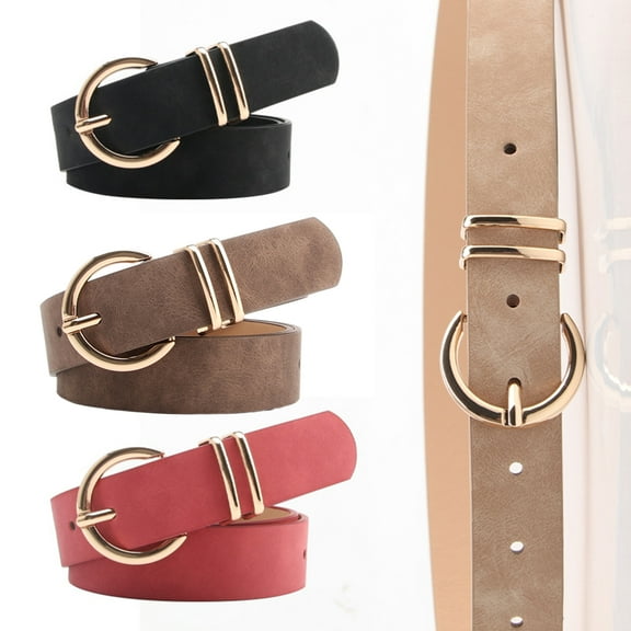 Women Belt Solid Color Wide Anti-break Adjustable Multi Small Holes Match Clothes Alloy Buckle Smooth Dress Waistband Clothes Accessory