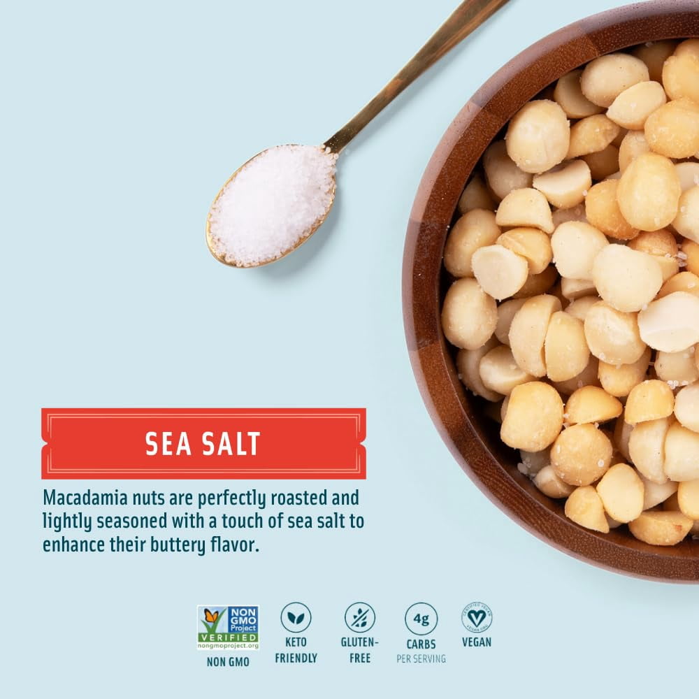 Mauna Loa Sea Salt Roasted Macadamia Nuts, Premium Hawaiian Nuts, 20oz Resealable Bag, Keto Friendly, Gluten Free Snack