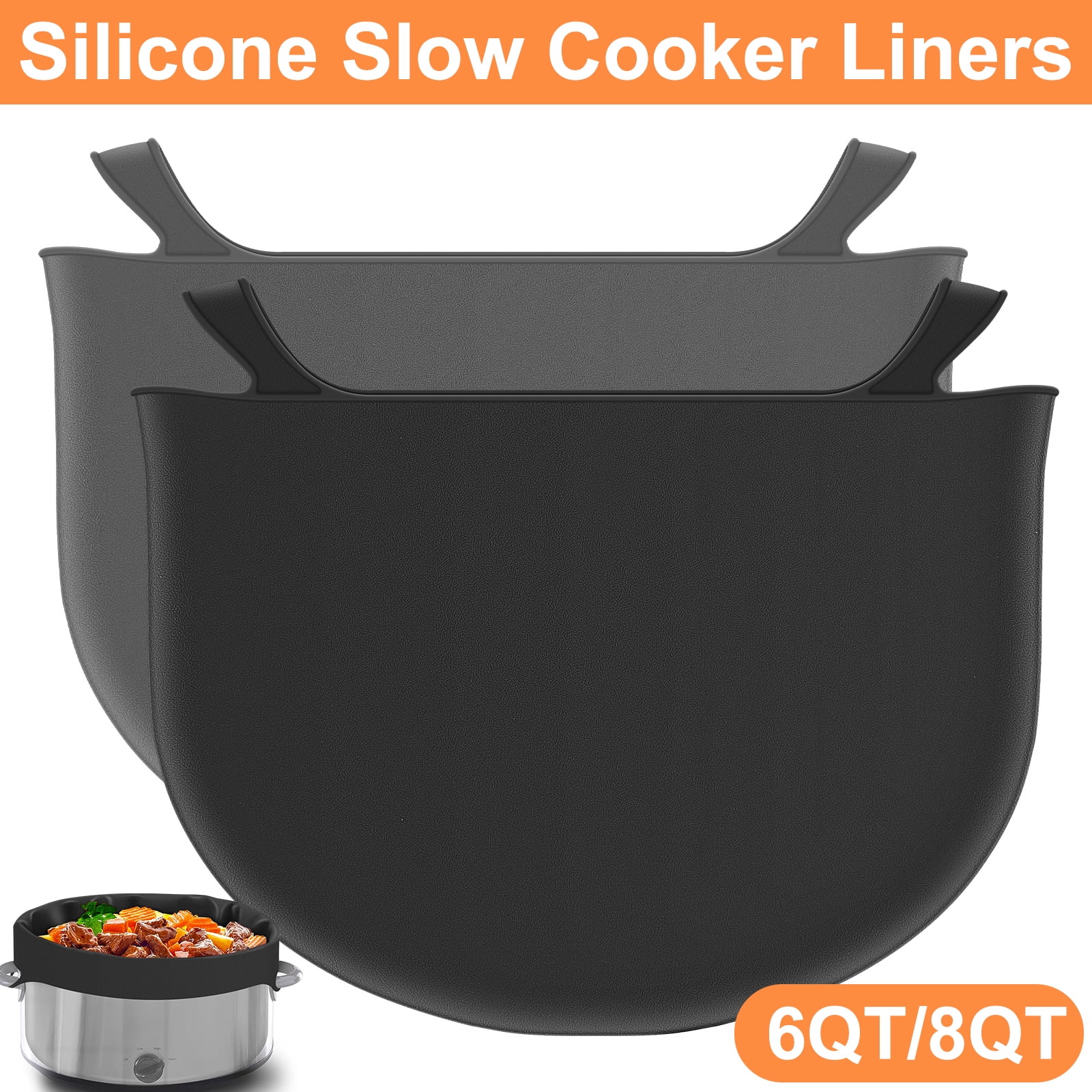 Duety 2Pcs Silicone Slow Cooker Liner for 6QT 8QT Pot Reusable Slow
