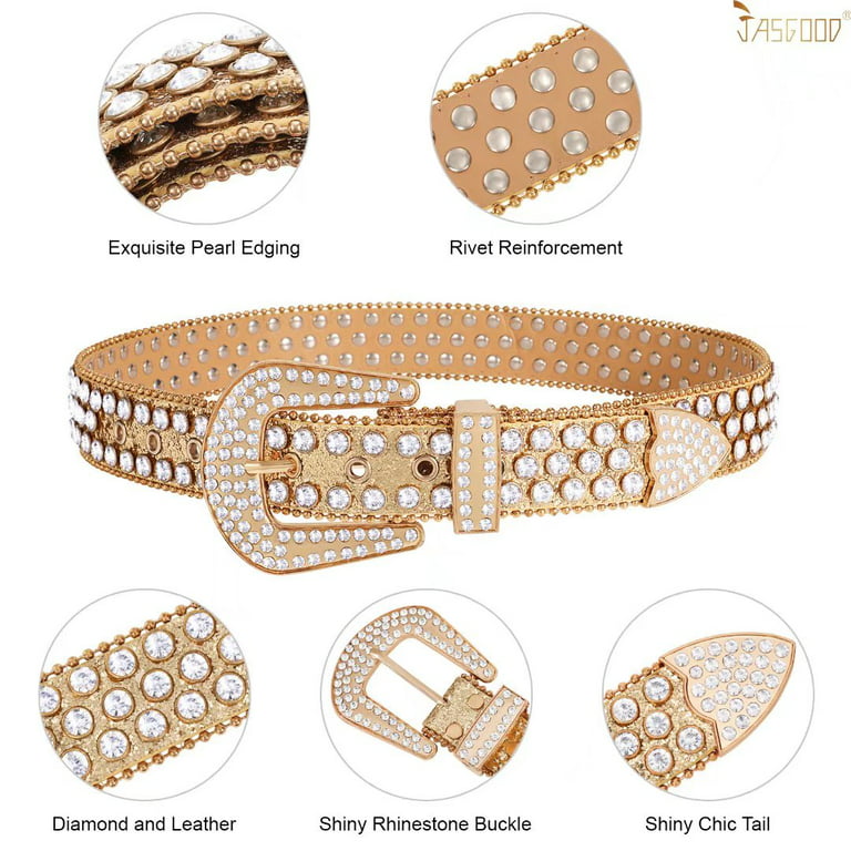 Fashion True Leather Diamond Designer Belt Women Buckle Western